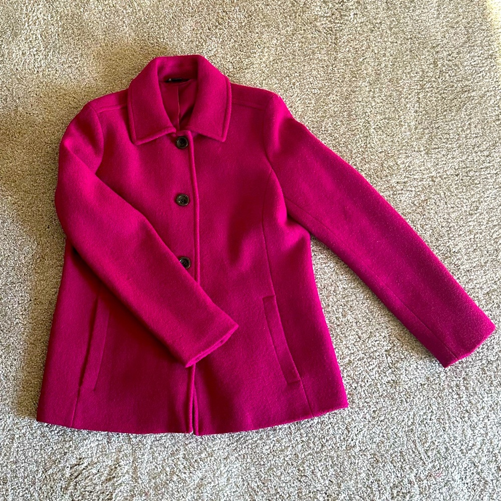 Lands' End Magenta Short Coat (Size 12)